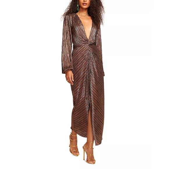 NWT Ramy Brook Sutton Metallic Navy Combo Maxi Dress 2XS